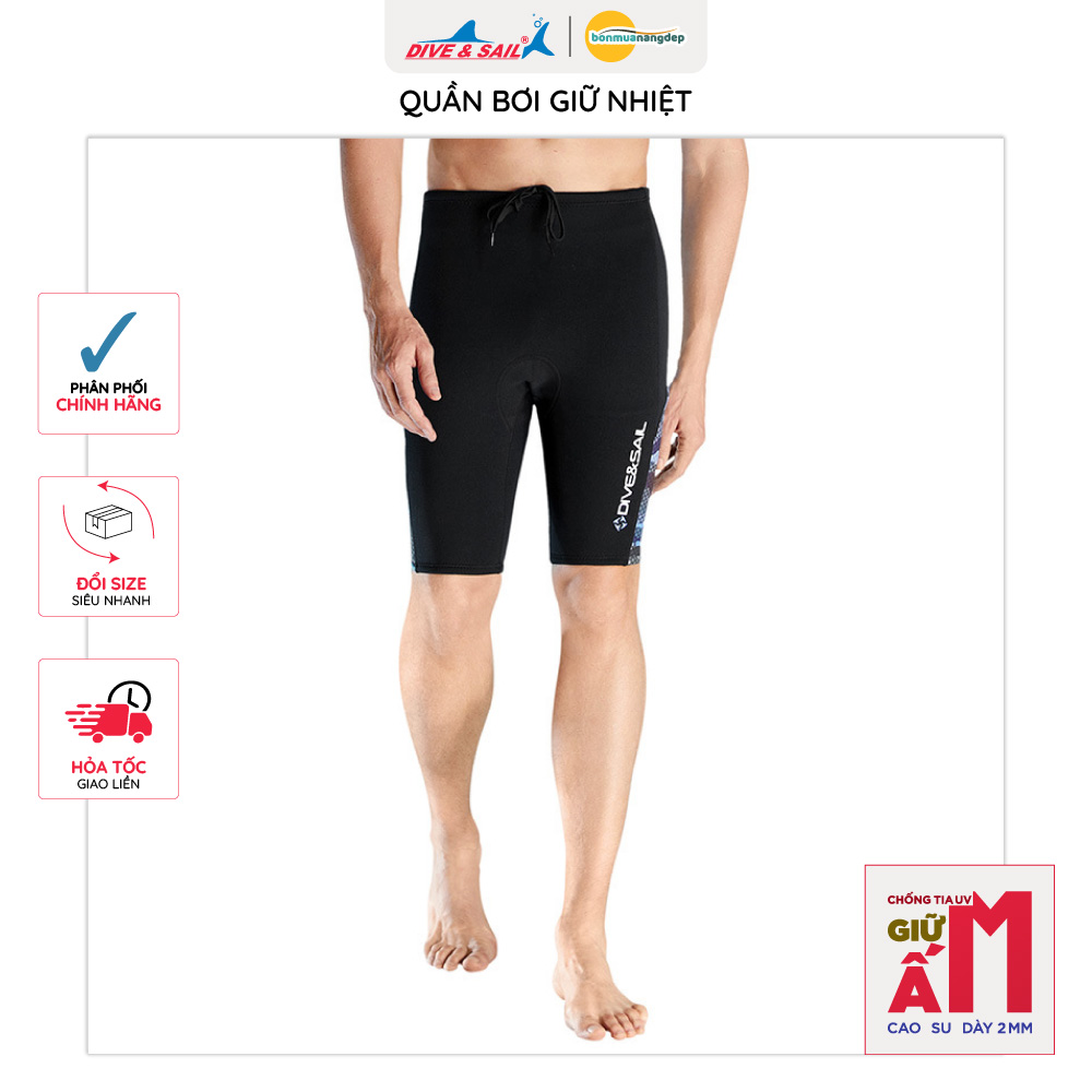 Đồ bơi giữ nhiệt người lớn Dive and Sail cho nam chất cao su dày 2mm giữ ấm