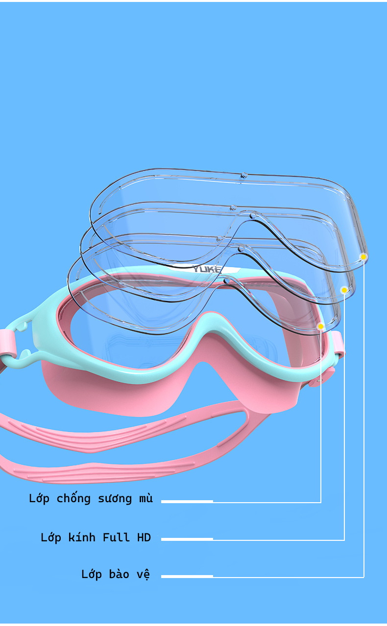 Kính bơi Yuke góc nhìn rộng chống mờ YJ2080