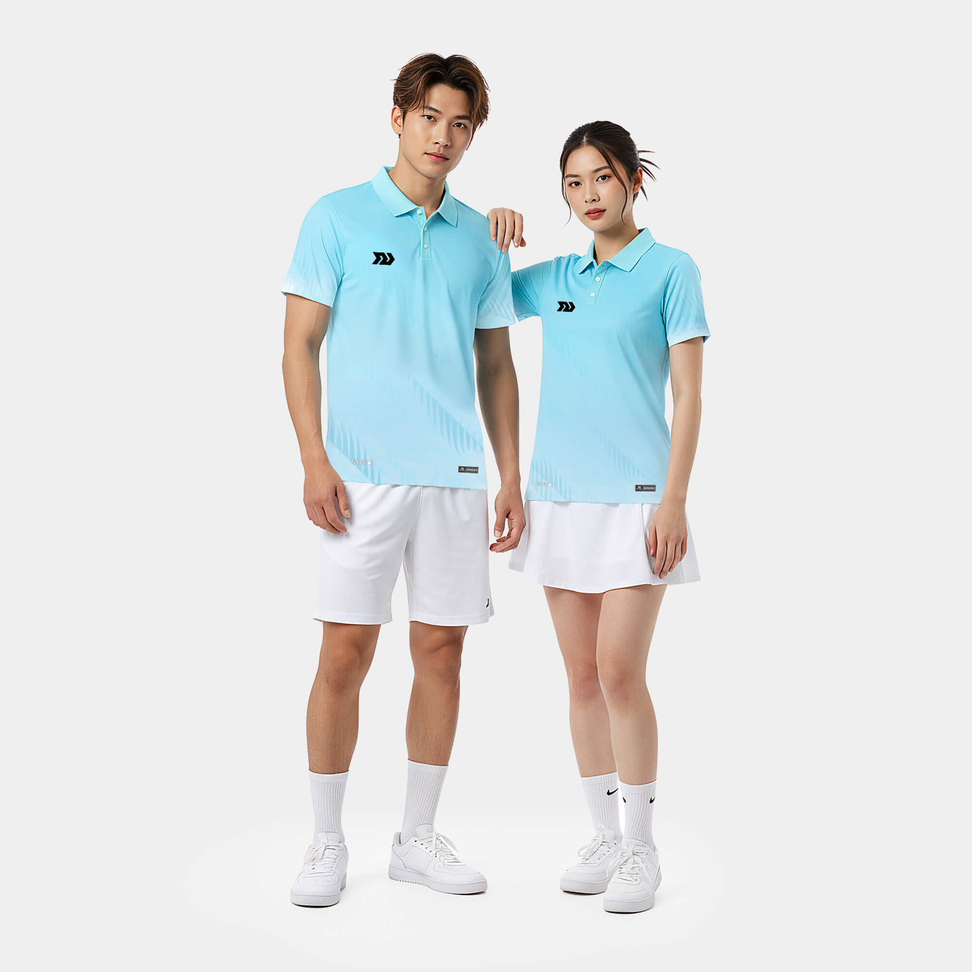 Áo picklebal nam, áo thể thao nam cổ trụ Phonix trắng xanh thời trang co giãn 4 chiều thấm hút mồ hôi