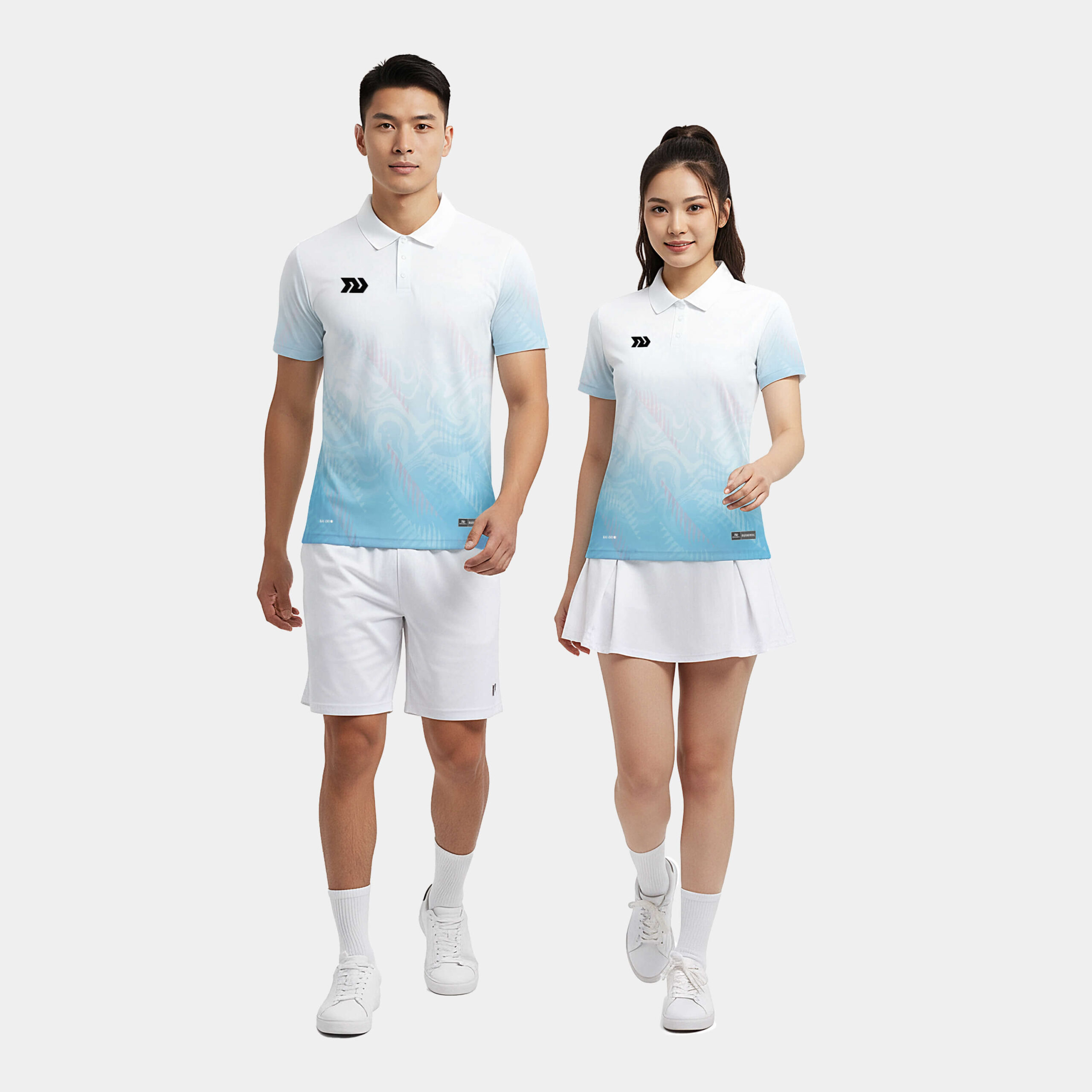Áo picklebal nam, áo thể thao nam cổ trụ Phonix trắng xanh thời trang co giãn 4 chiều thấm hút mồ hôi
