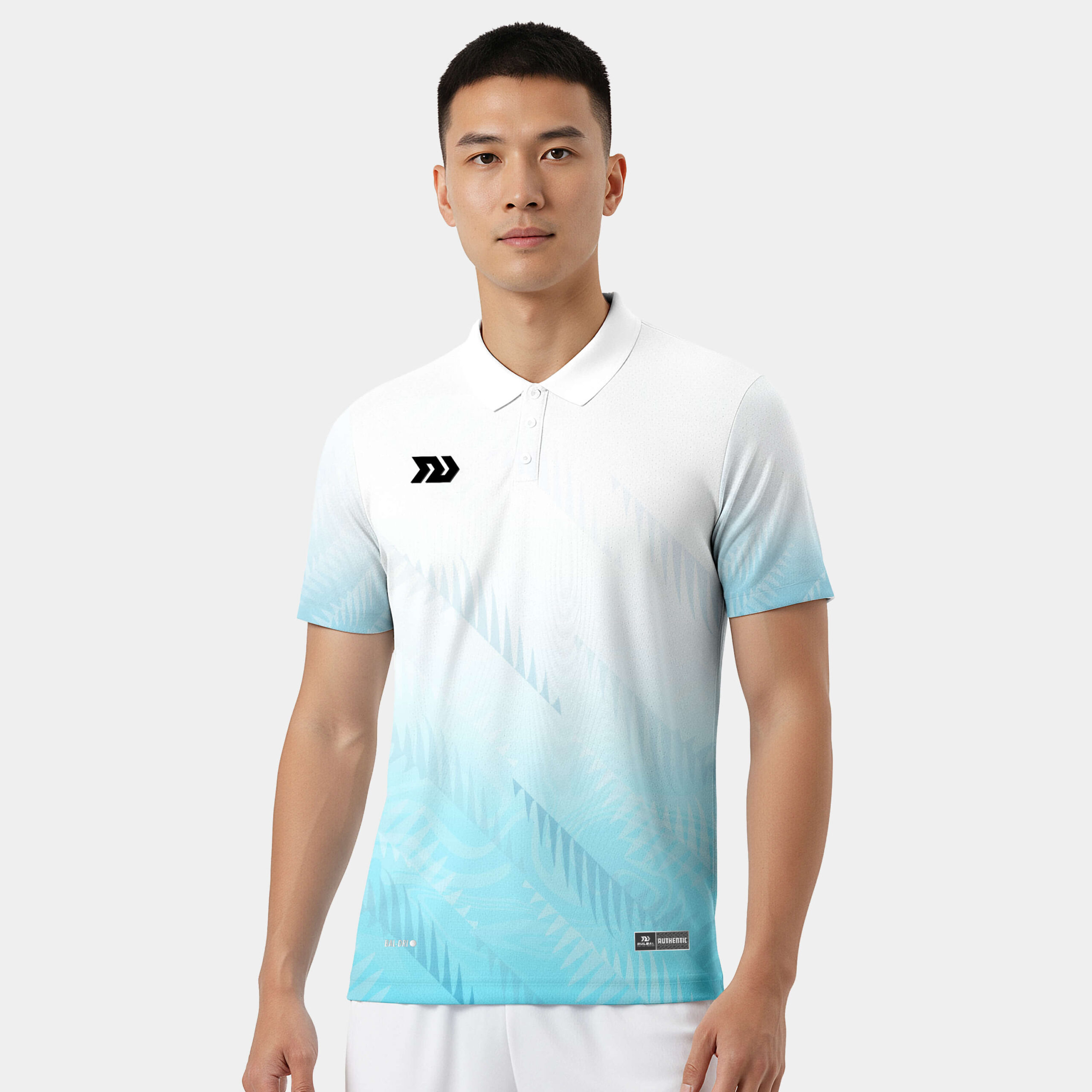 Áo picklebal nam, áo thể thao nam cổ trụ Phonix trắng xanh thời trang co giãn 4 chiều thấm hút mồ hôi