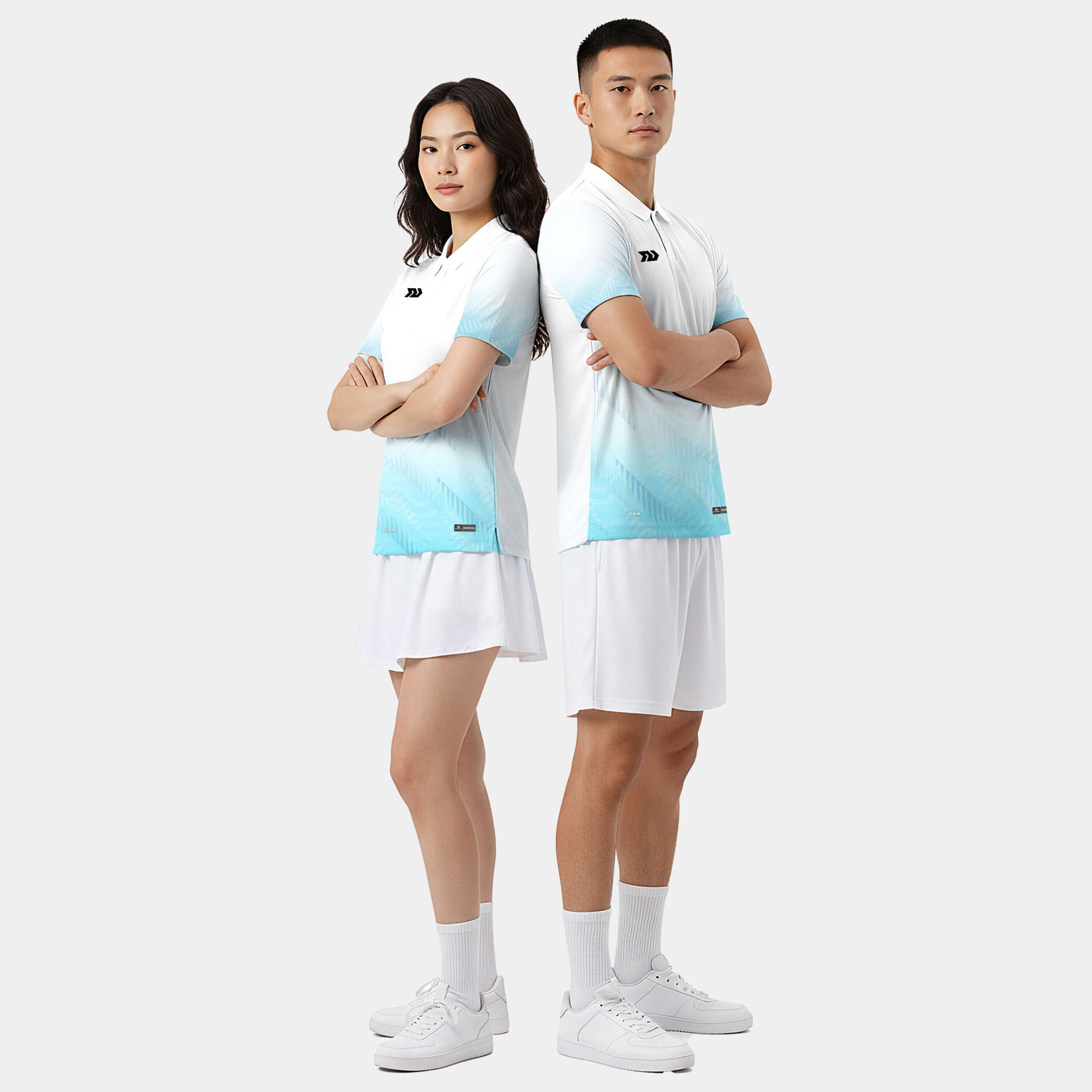 Áo picklebal nam, áo thể thao nam cổ trụ Phonix trắng xanh thời trang co giãn 4 chiều thấm hút mồ hôi
