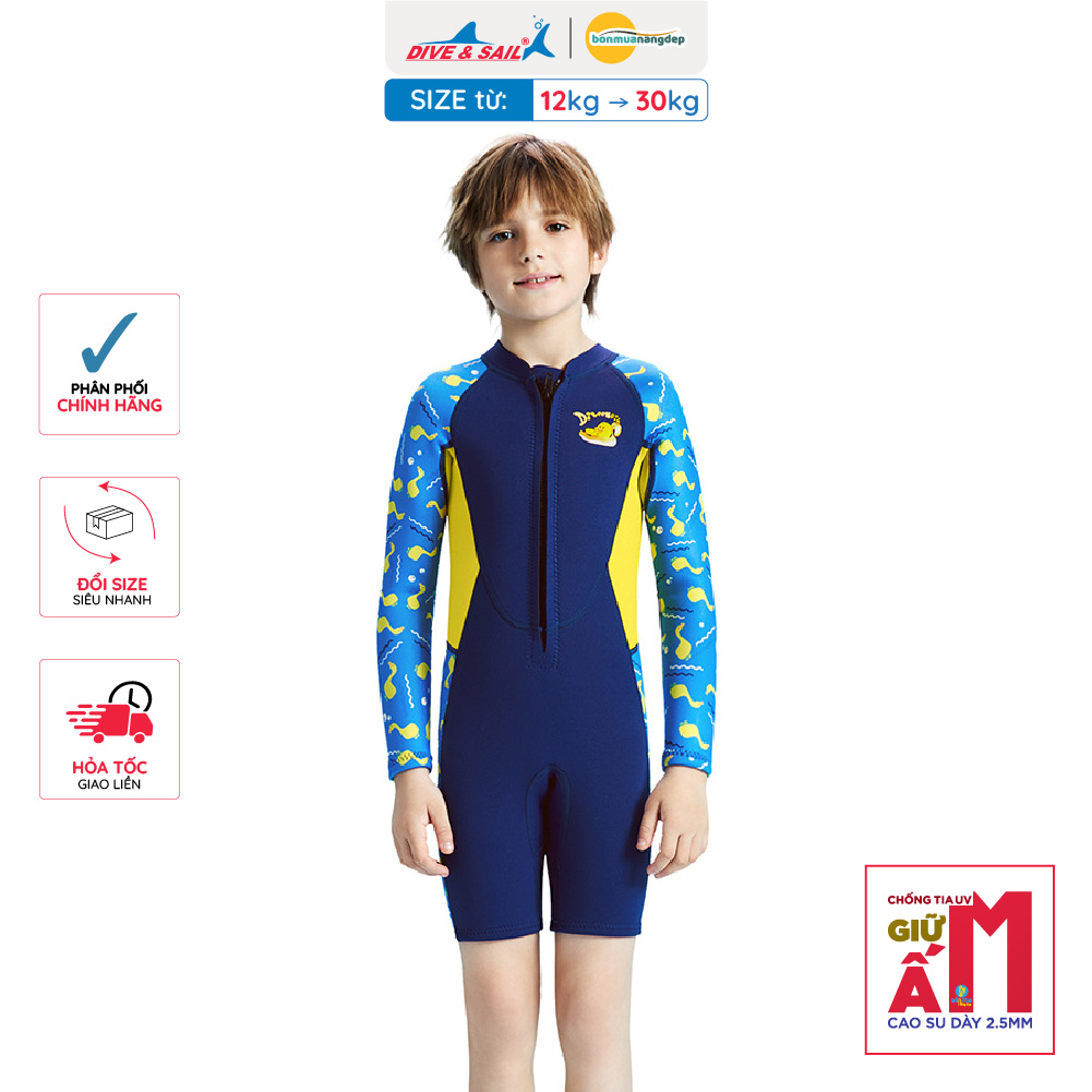 Đồ bơi giữ nhiệt bé trai Dive and Sail tay dài quần ngắn M155735