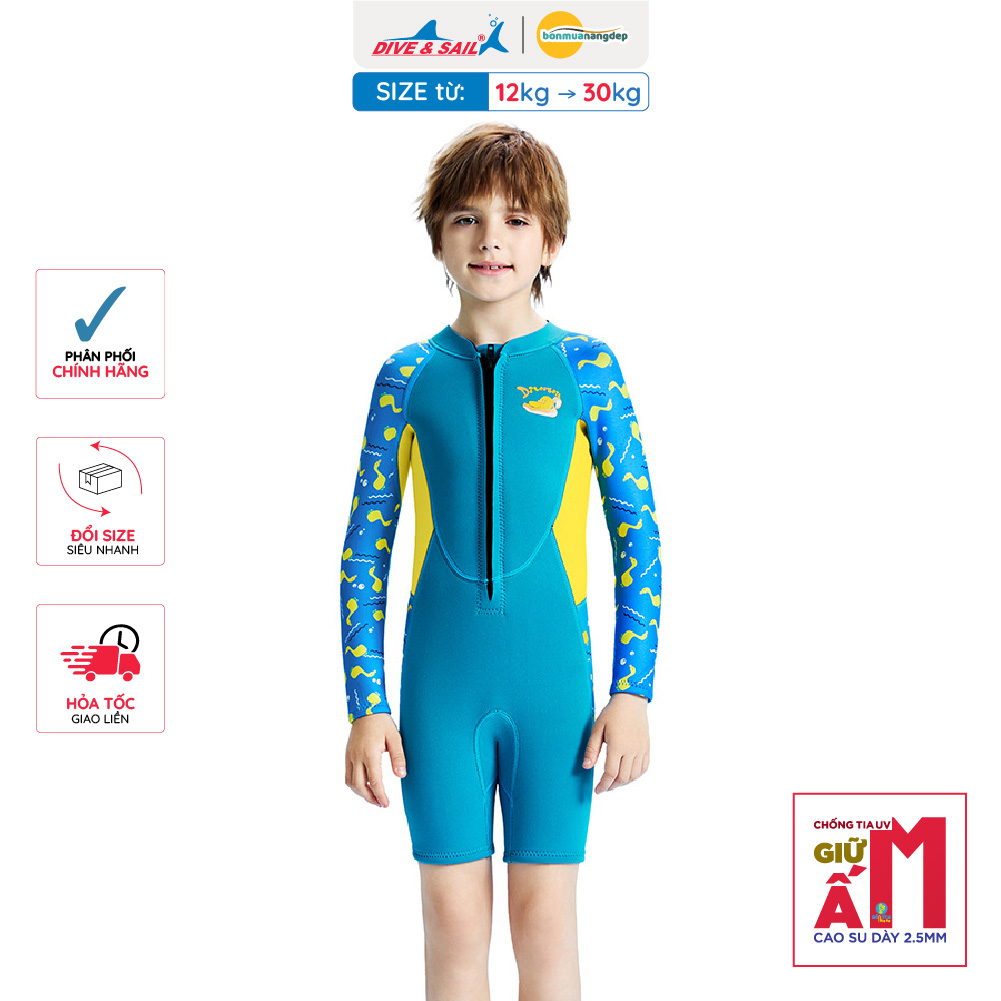 Đồ bơi giữ nhiệt bé trai Dive and Sail tay dài quần ngắn M155735