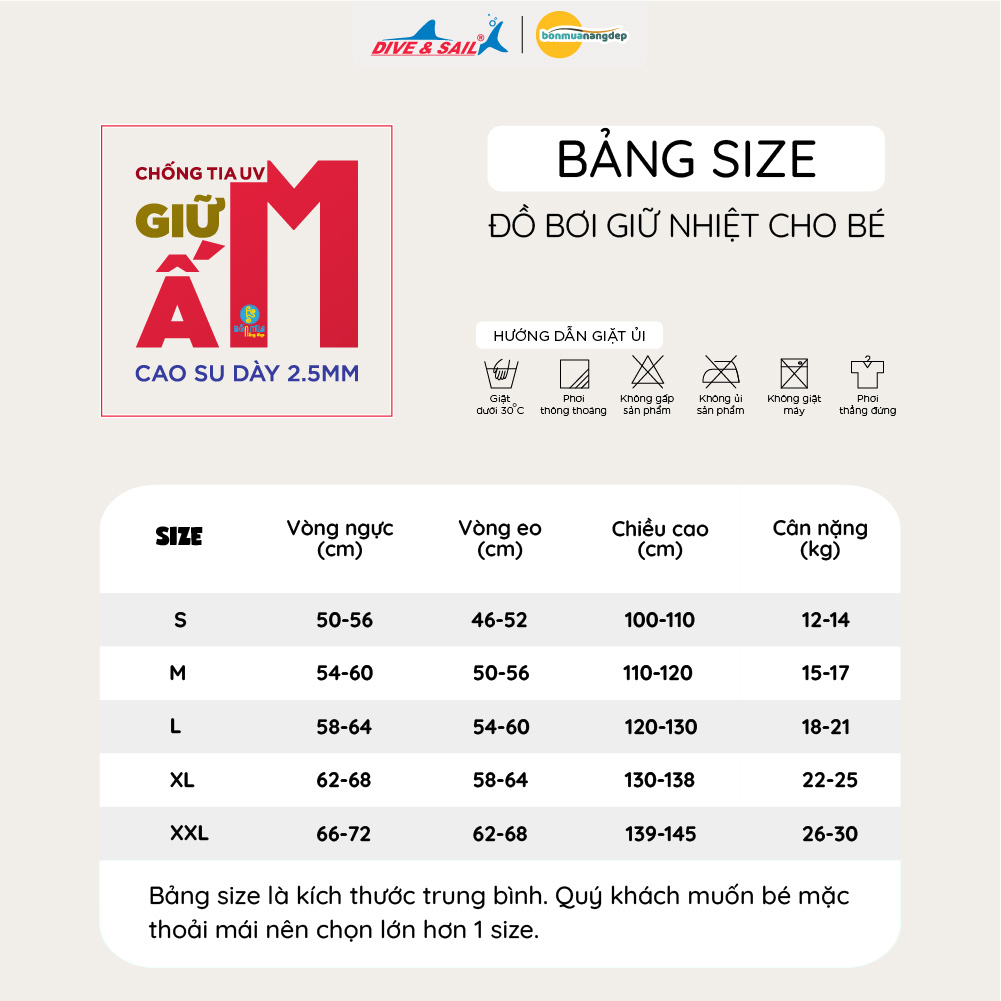 Đồ bơi giữ nhiệt bé trai Dive and Sail tay dài quần ngắn M155735