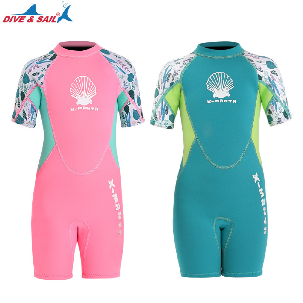 Đồ bơi giữ nhiệt bé gái Dive and Sail size 12-30kg Cao su dày 2.5mm giữ ấm ngăn tia UV