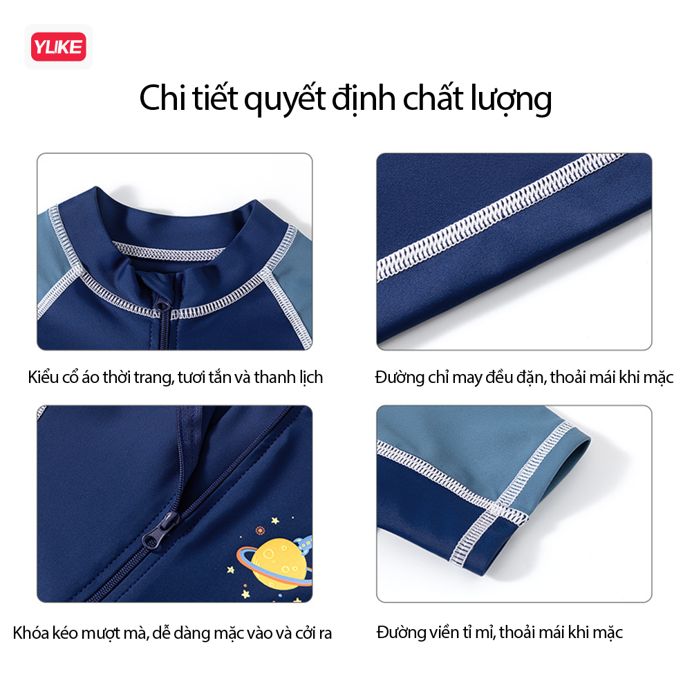 Đồ bơi bé trai liền thân, tay ngắn quần ngắn vải co giãn size cho bé từ 12kg đến 30kg