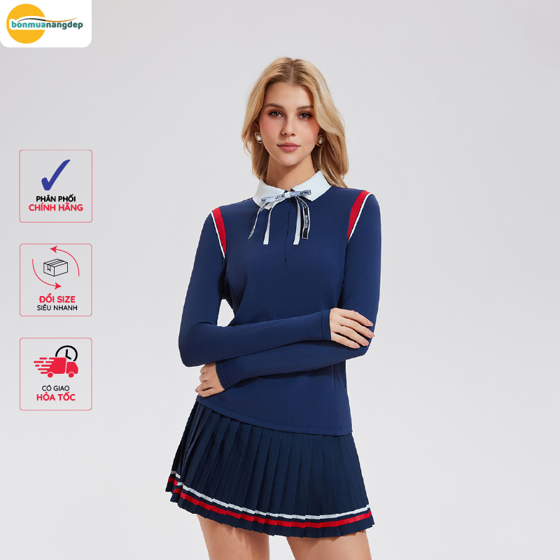 Áo thun dài tay nữ  phong cách Pháp pha lẫn nét học đường và thể thao tennis – Trang phục tập luyện ngoài trời  YCF2521