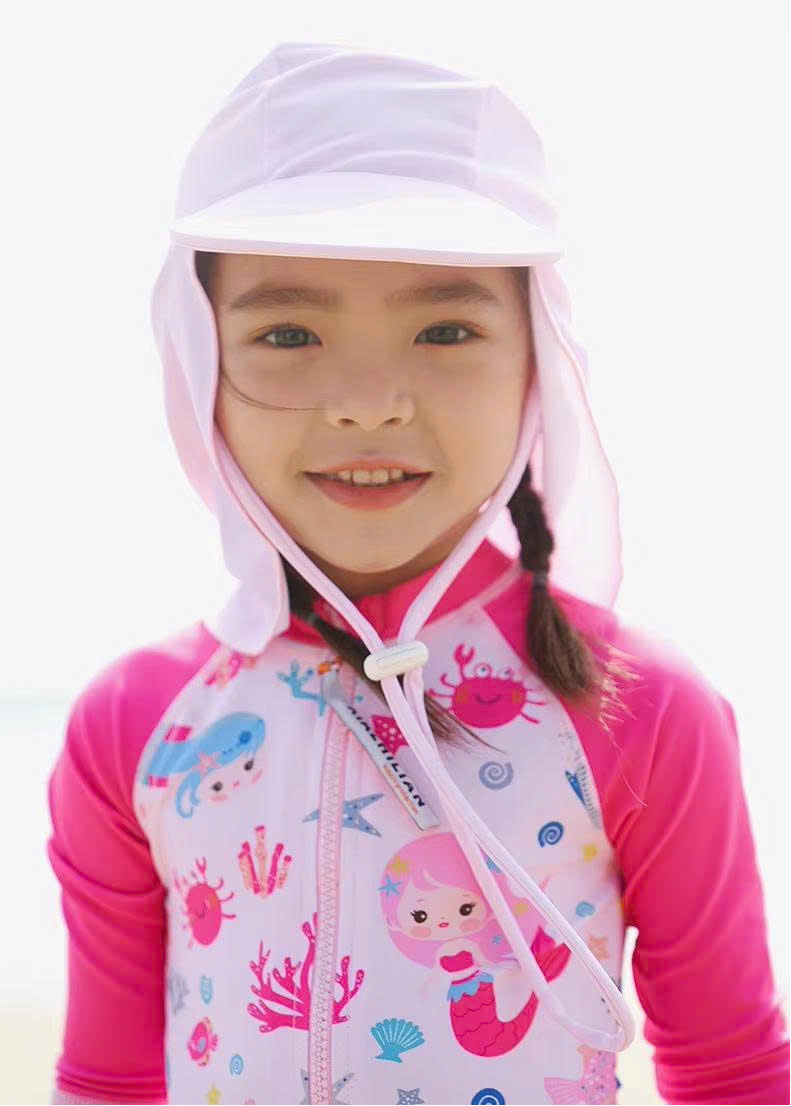 Đồ bơi bé gái liền thân cao cấp vải chống nắng chống UV kháng Clo tặng nón che gáy