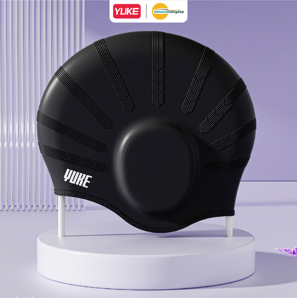 Mũ bơi silicone Yuke dành cho nữ, kích thước lớn, phù hợp cho tóc dài
