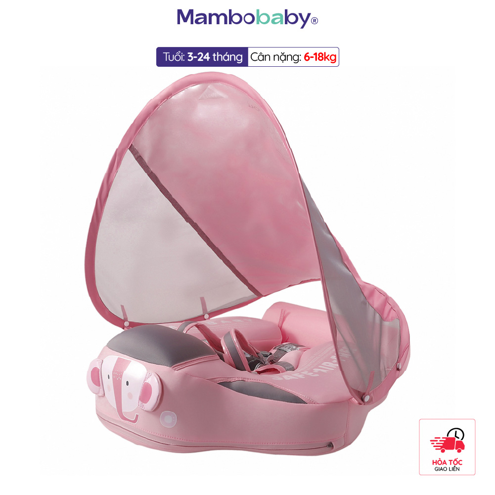 Phao ngực Mambobaby cho bé 3–24 tháng họa tiết con voi có mái che chống nắng