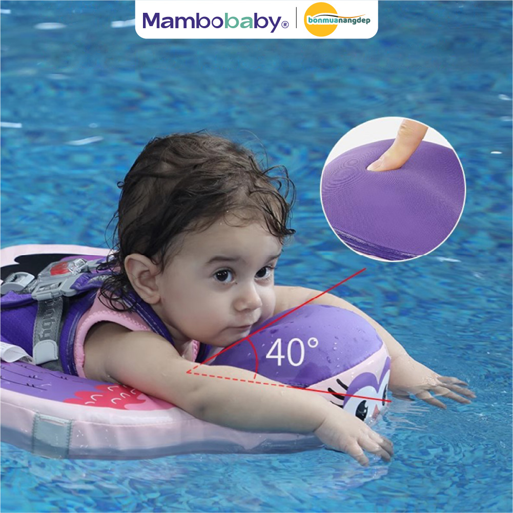 Phao bơi cho bé Mambo Baby 3–24 tháng chống lật an toàn xốp Pearl Foam vỏ PU chống thấm