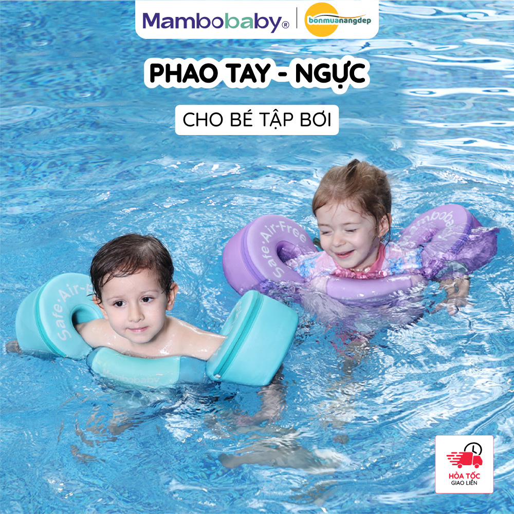 Phao tay ngực tập bơi MamboBaby cho bé từ 3-6 tuổi phao có tháo rời gấp gọn độ nổi an toàn