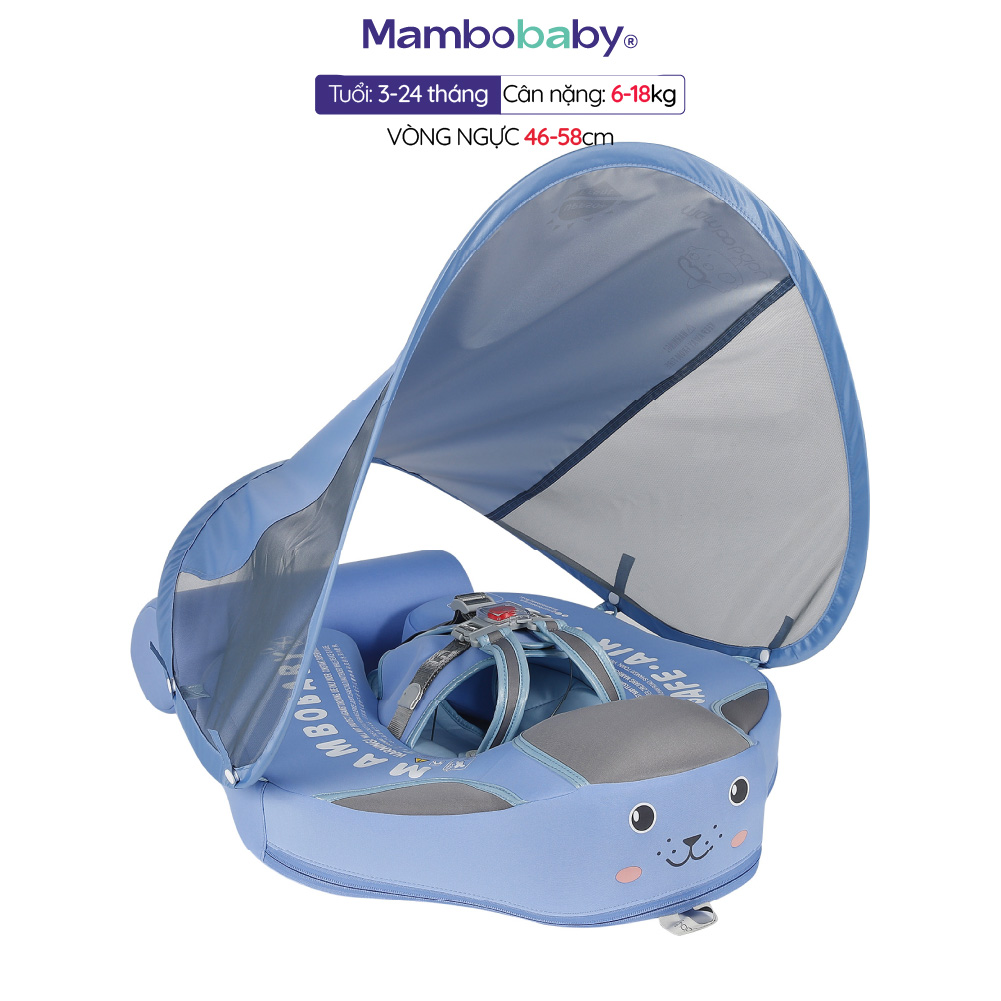 Phao bơi có mái che MamboBaby cho bé 3-24 tháng, chất liệu xốp Pearl Foam mái che chống nắng