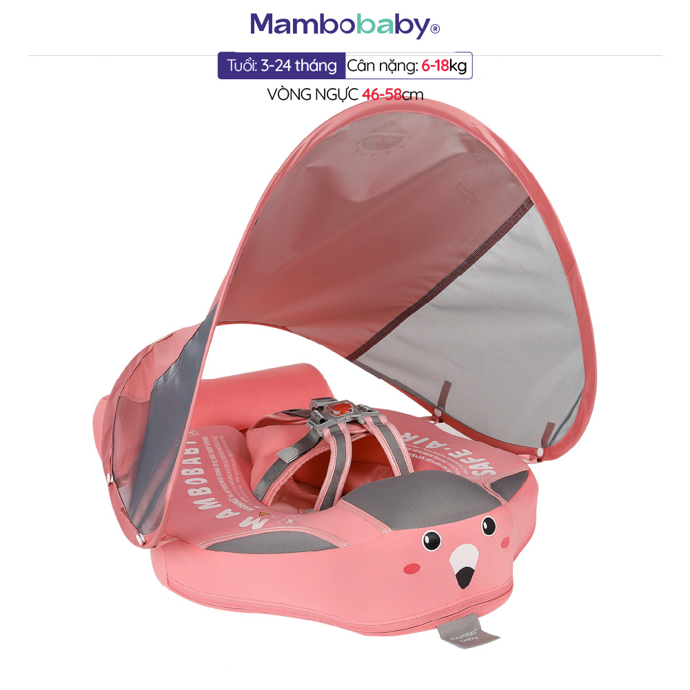 Phao bơi có mái che MamboBaby cho bé 3-24 tháng, chất liệu xốp Pearl Foam mái che chống nắng