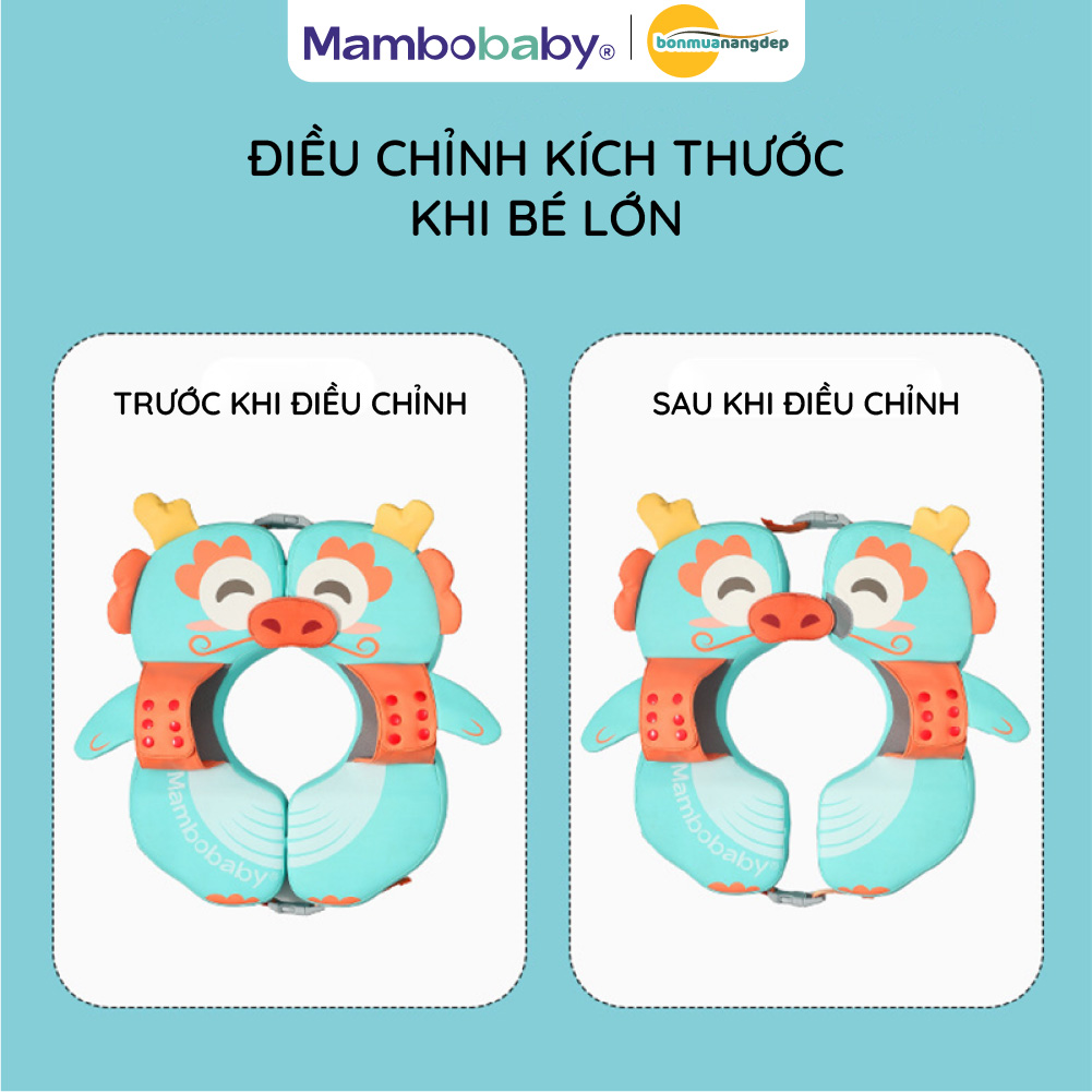 Phao bơi cho bé Mambo Baby 3 tháng – 6 tuổi | Kiểu nách vỏ PU chống thấm, gấp gọn dễ mang theo