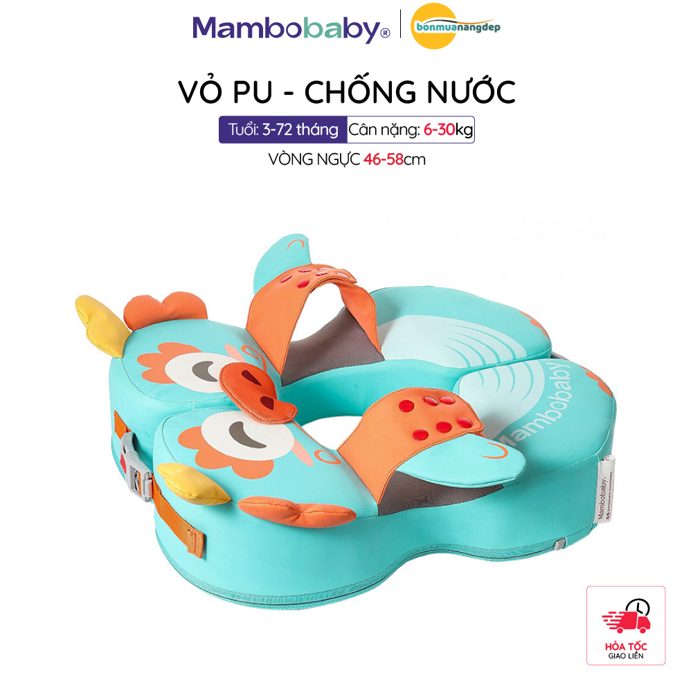 Phao bơi cho bé Mambo Baby 3 tháng – 6 tuổi | Kiểu nách vỏ PU chống thấm, gấp gọn dễ mang theo