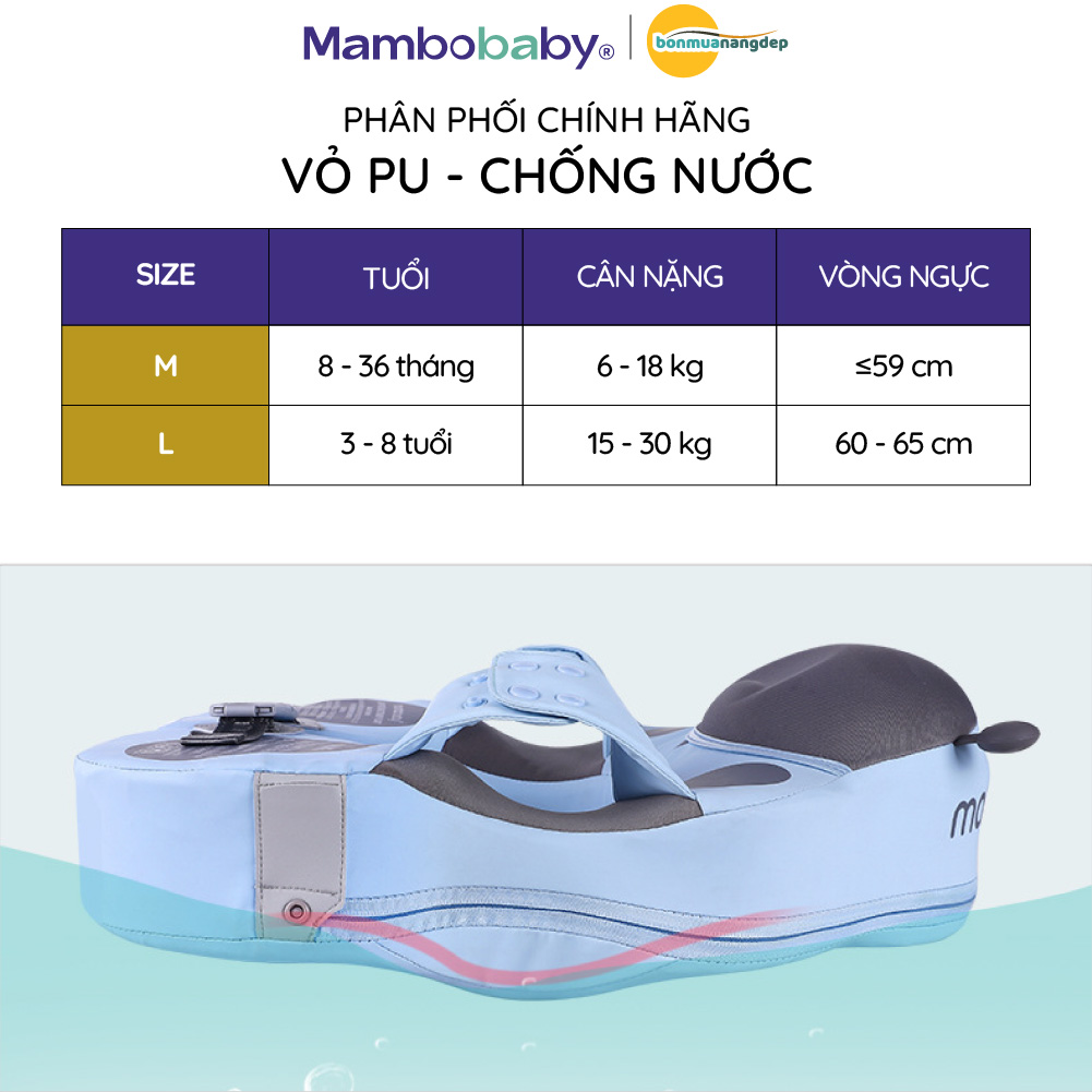 Phao bơi cho bé Mambobaby dạng nách hình con bọ rùa vỏ PU chống thấm nước