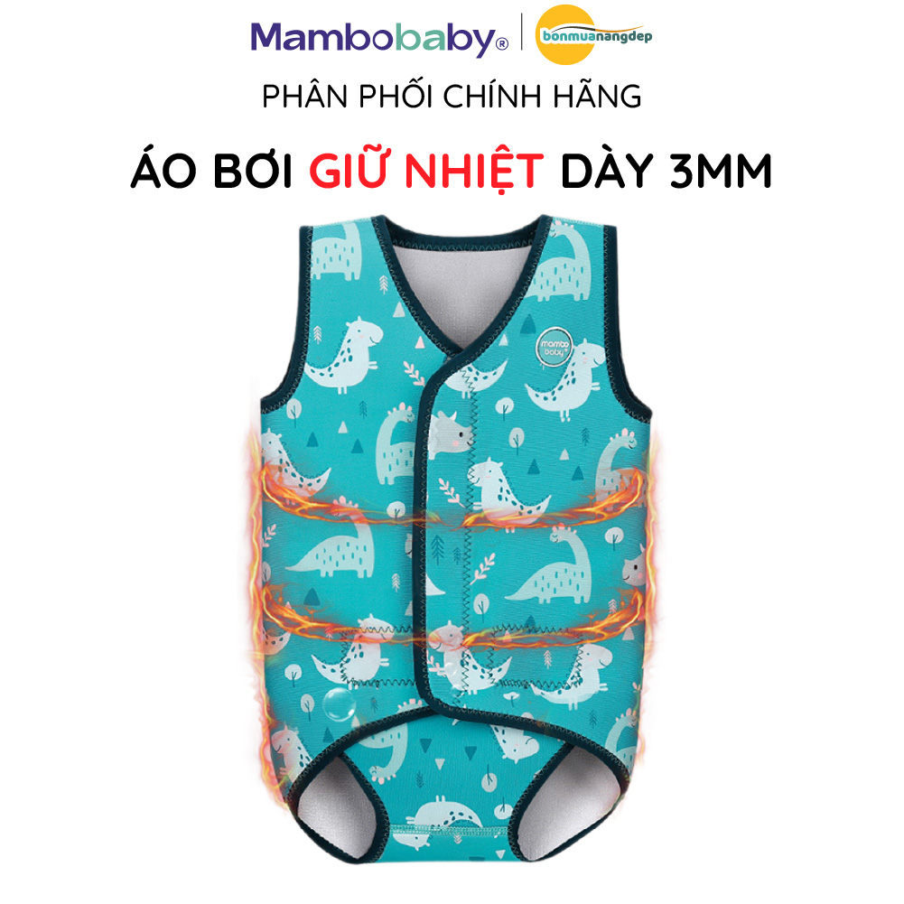 Áo bơi giữ nhiệt Mambobaby cho bé từ sơ sinh chất liệu cao su dày 3mm an toàn giữ ấm cho bé