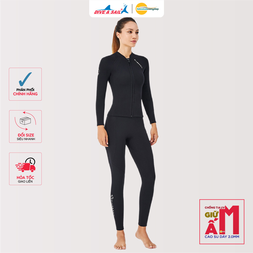 Đồ bơi giữ nhiệt người lớn DIVE AND SAIL cho Nữ chất liệu cao su dày 2mm giữ ấm