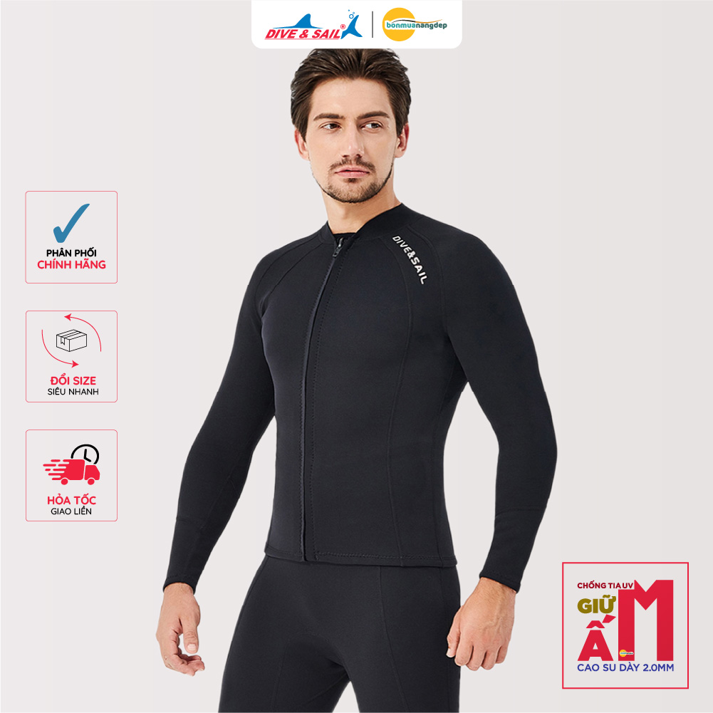 Đồ bơi giữ nhiệt người lớn DIVE AND SAIL cho Nam chất liệu cao su dày 2mm giữ ấm