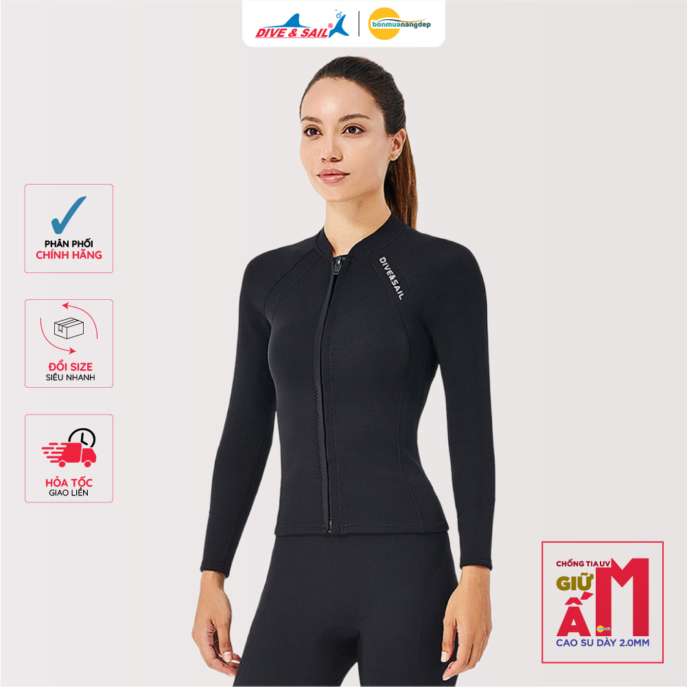 Đồ bơi giữ nhiệt người lớn DIVE AND SAIL cho Nữ chất liệu cao su dày 2mm giữ ấm