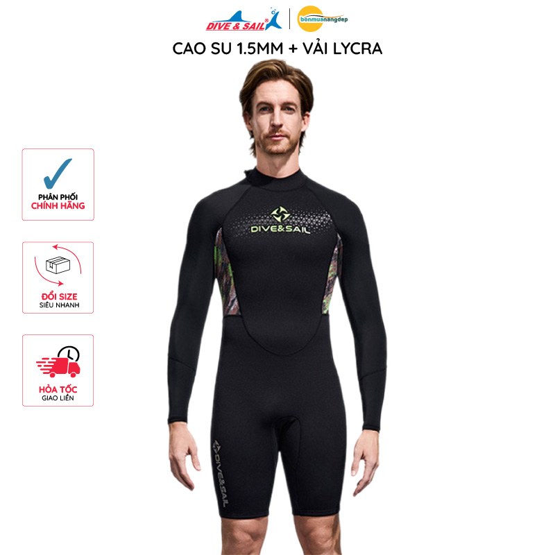 Đồ Bơi Giữ Nhiệt người lớn DIVE and SAIL cho cả Nam và Nữ chất liệu cao su dày 1.5mm giữ ấm