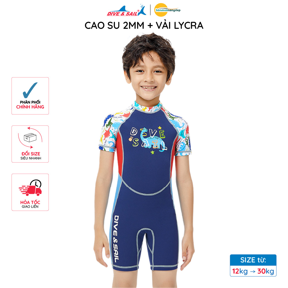 Đồ Bơi Giữ Nhiệt bé trai Dive and Sail size 12-30kg chất liệu Cao su dày 2mm Giữ ấm ngăn tia