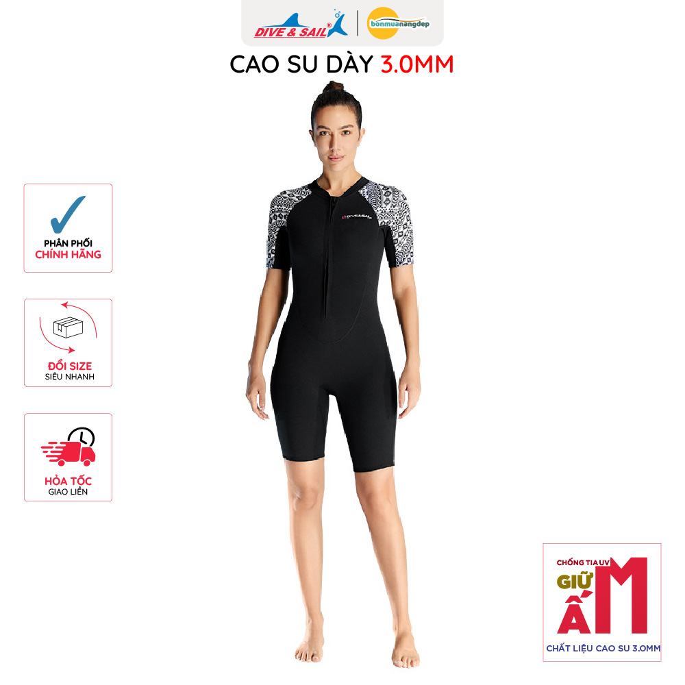 Đồ bơi lặn giữ nhiệt người lớn Dive and Sail cho Nữ chất liệu cao su dày 3mm giữ ấm