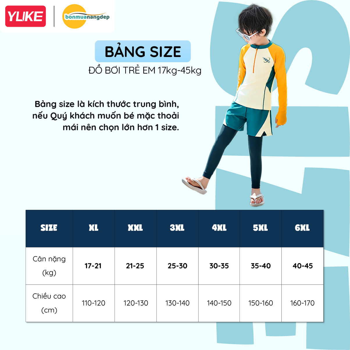 Đồ bơi bé trai Hiệu YUKE YY1166 Tay dài Quần dài