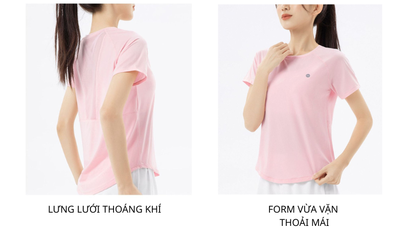 Áo thể thao nữ cổ tròn hiệu 361° – Chất liệu thun phối lưới mỏng nhẹ, thoáng khí, thấm hút mồ hôi