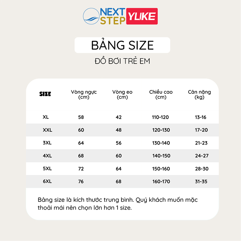 Đồ bơi bé gái, liền than tay ngắn hiệu YUKE phối váy, chất vải co giãn size cho bé từ 13-35kg.