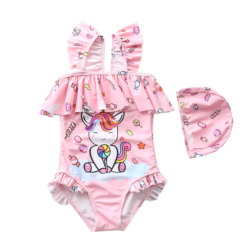 Đồ bơi bé gái Bikini 2 dây bao gồm nón Yibaidu 1021