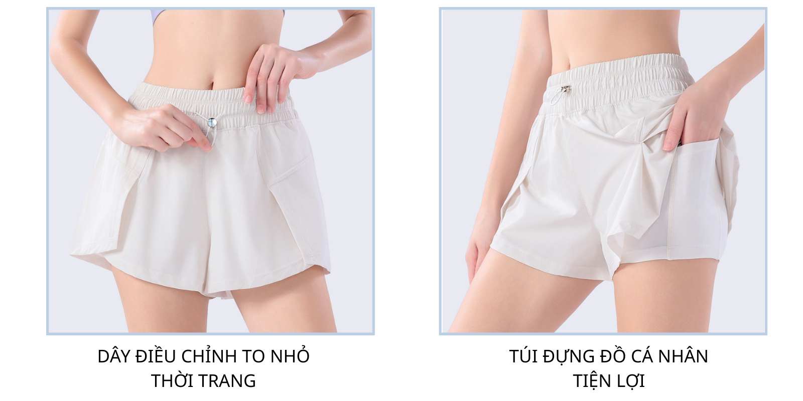 Quần short thể thao nữ pickleball, cầu lông 2 lớp-  Thiết kế xẻ bầu