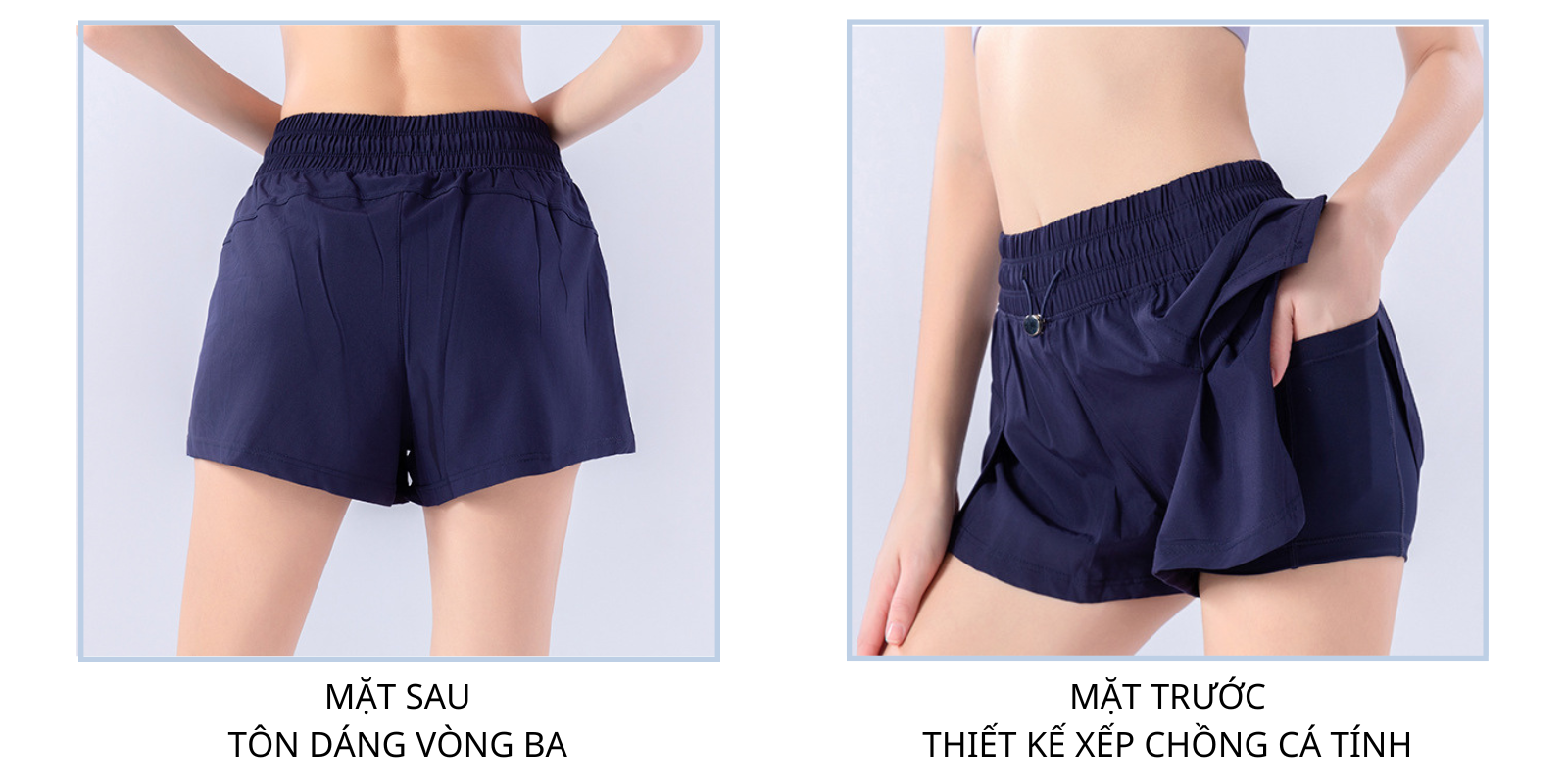 Quần short thể thao nữ pickleball, cầu lông 2 lớp-  Thiết kế xẻ bầu