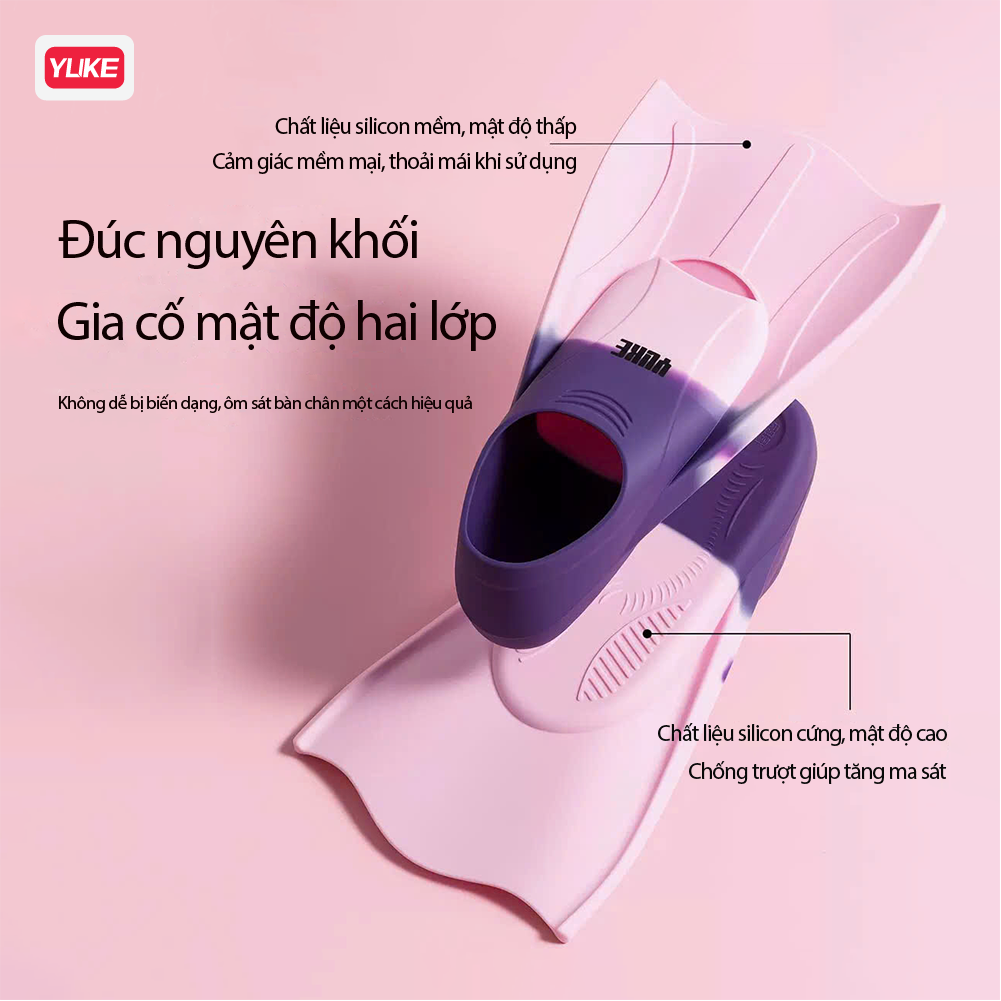 Chân vịt bơi lội hiệu YUKE chất liệu silicon mềm mại, đàn hồi tốt, ôm chân thoải mái khi sử dụng