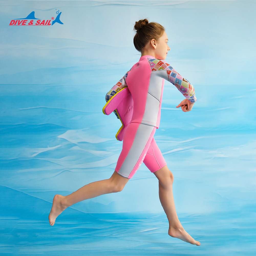 Đồ bơi giữ nhiệt bé gái Dive and Sail size 12-30kg chất cao su dày 1.5mm giữ ấm ngăn tia UV