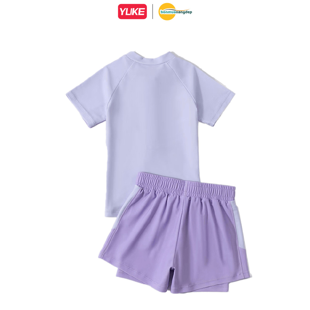 Bộ đồ bơi bé gái tay ngắn quần đùi 2 lớp kín đáo có dây kéo trước ngực tiện lợi YY2482