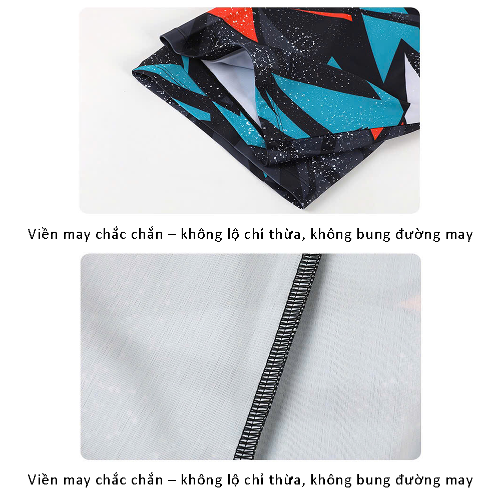 Bộ đồ bơi bé trai BIG SIZE tay dài quần ngắn kèm mũ Size từ 34-73kg