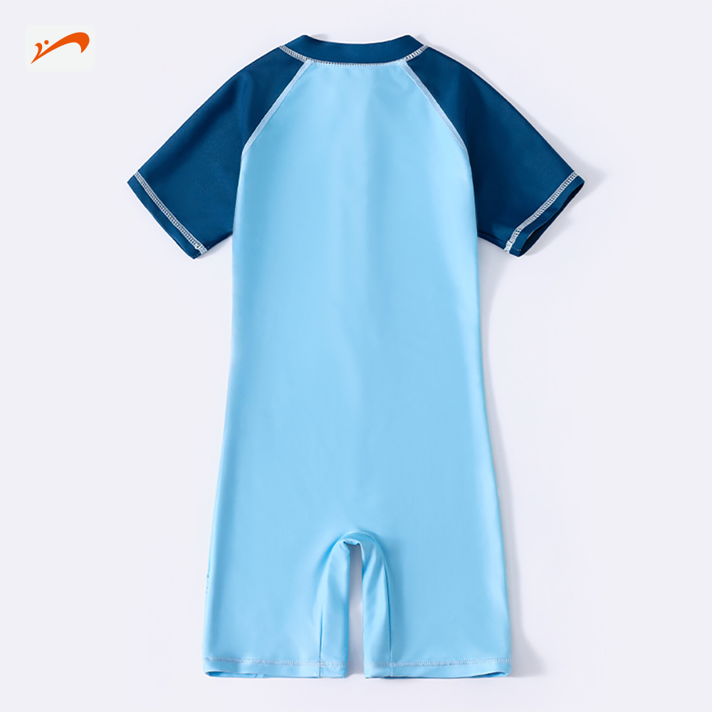 Đồ bơi bé trai tay ngắn quần ngắn liền thân, họa tiết khủng long cho bé size từ 12-34kg