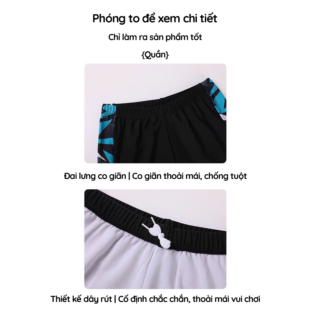 Bộ đồ bơi bé trai BIG SIZE tay ngắn kèm mũ, Size từ 34-73kg