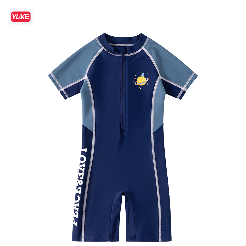 Đồ bơi bé trai liền thân, tay ngắn quần ngắn vải co giãn size cho bé từ 12kg đến 30kg