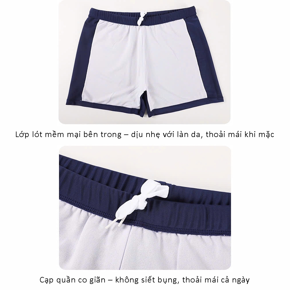 Bộ đồ bơi bé trai tay ngắn quần ngắn BIG SIZE kèm mũ, Size từ 34-73kg