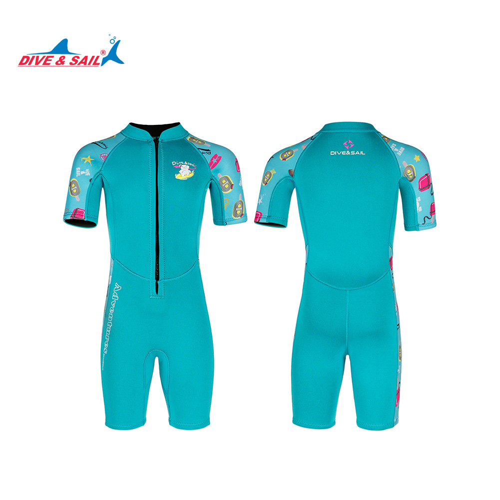 Đồ bơi giữ nhiệt bé gái Dive and Sail size 12-30kg chất liệu cao su dày 1.5mm giữ ấm ngăn tia UV
