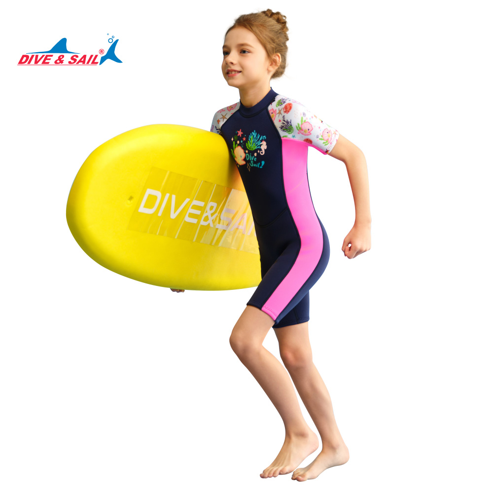 Đồ bơi giữ nhiệt bé gái Dive and Sail size 12-30kg chất liệu cao su dày 1.5mm giữ ấm ngăn tia UV