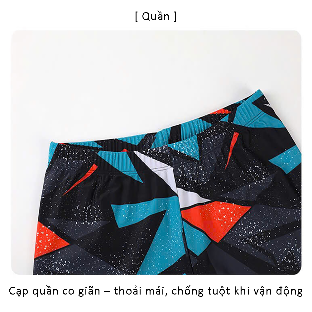Bộ đồ bơi bé trai BIG SIZE tay dài quần ngắn kèm mũ Size từ 34-73kg