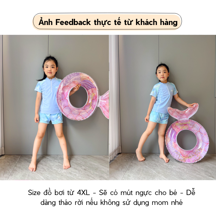 Đồ bơi bé gái YUKE tay ngắn quần ngắn ombre sôi động khóa kéo trước tiện lợi size từ 10–30kg