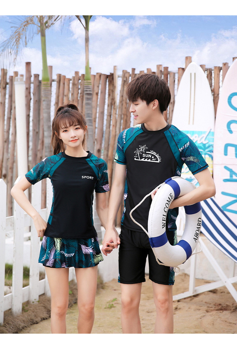 Đồ bơi cặp, đồ bơi nam, đồ bơi nữ tay ngắn kiểu dáng thể thao 208