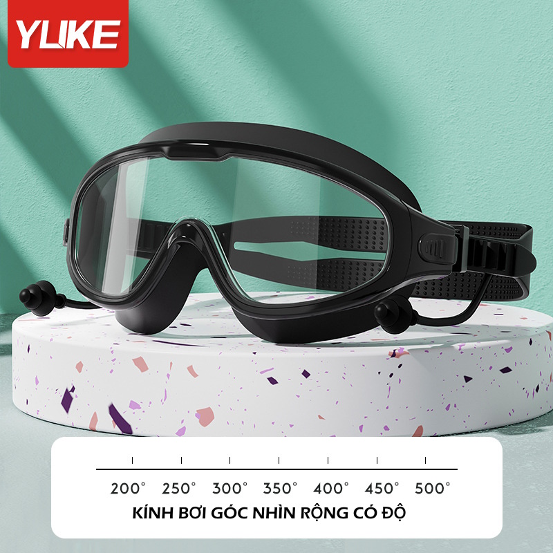 Kính bơi cận thị góc nhìn rộng kèm nút bịt tai gắn liền tiện lợi cho nam, nữ, bé từ 30 ký