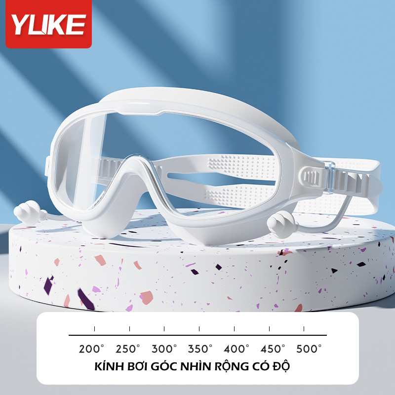 Kính bơi cận thị góc nhìn rộng kèm nút bịt tai gắn liền tiện lợi cho nam, nữ, bé từ 30 ký